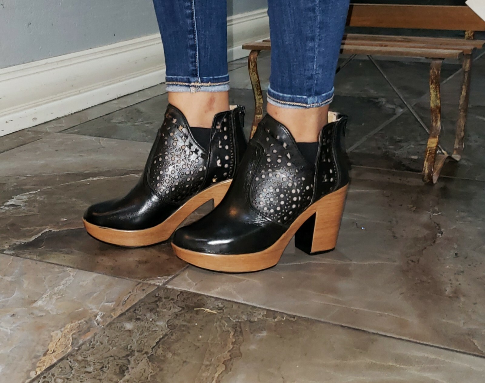 Letaher Womens Booties Brown, Dark Red And Black Available Sizes 5-10