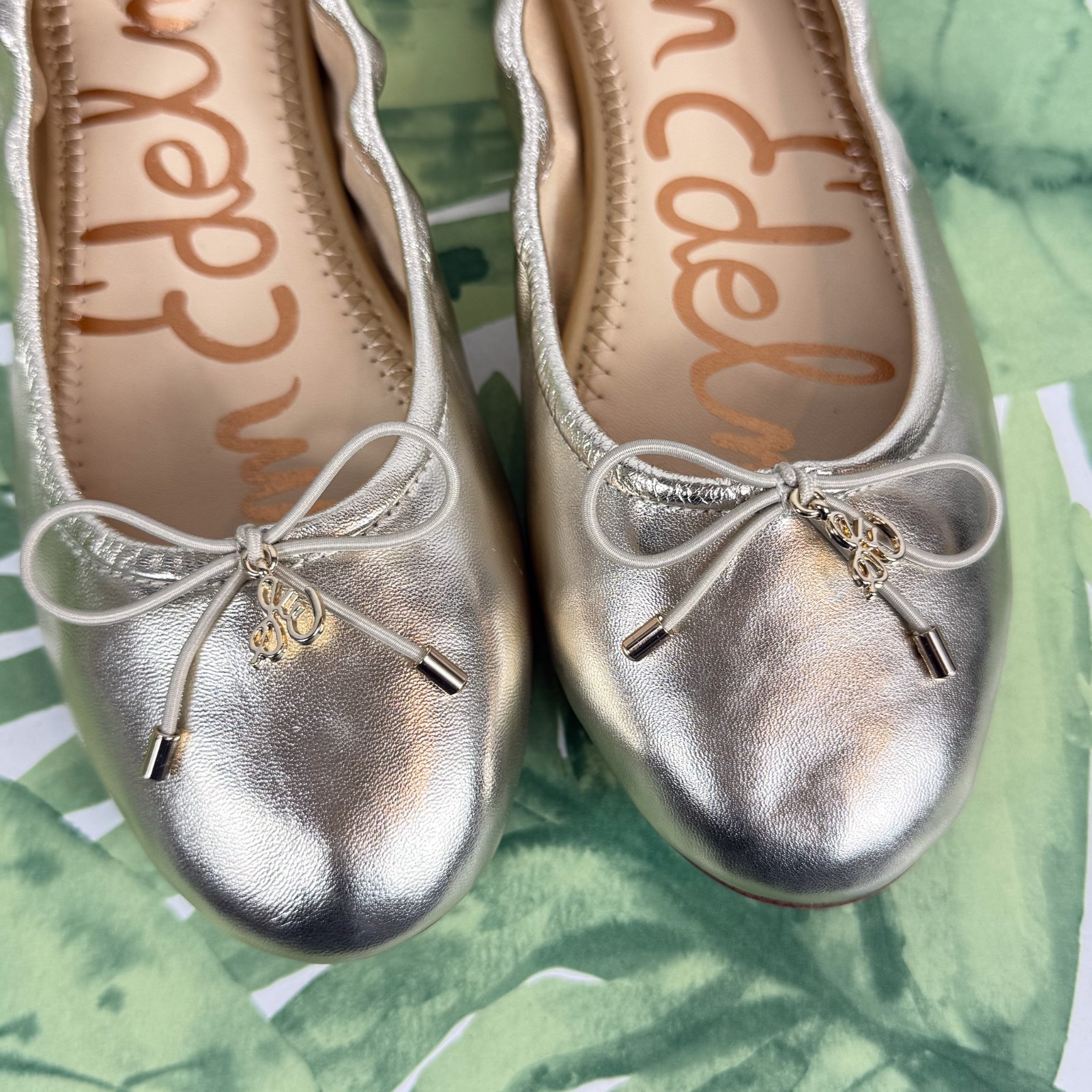 SAM EDELMAN NEW Felicia Jute Metallic Leather Ballet Flat