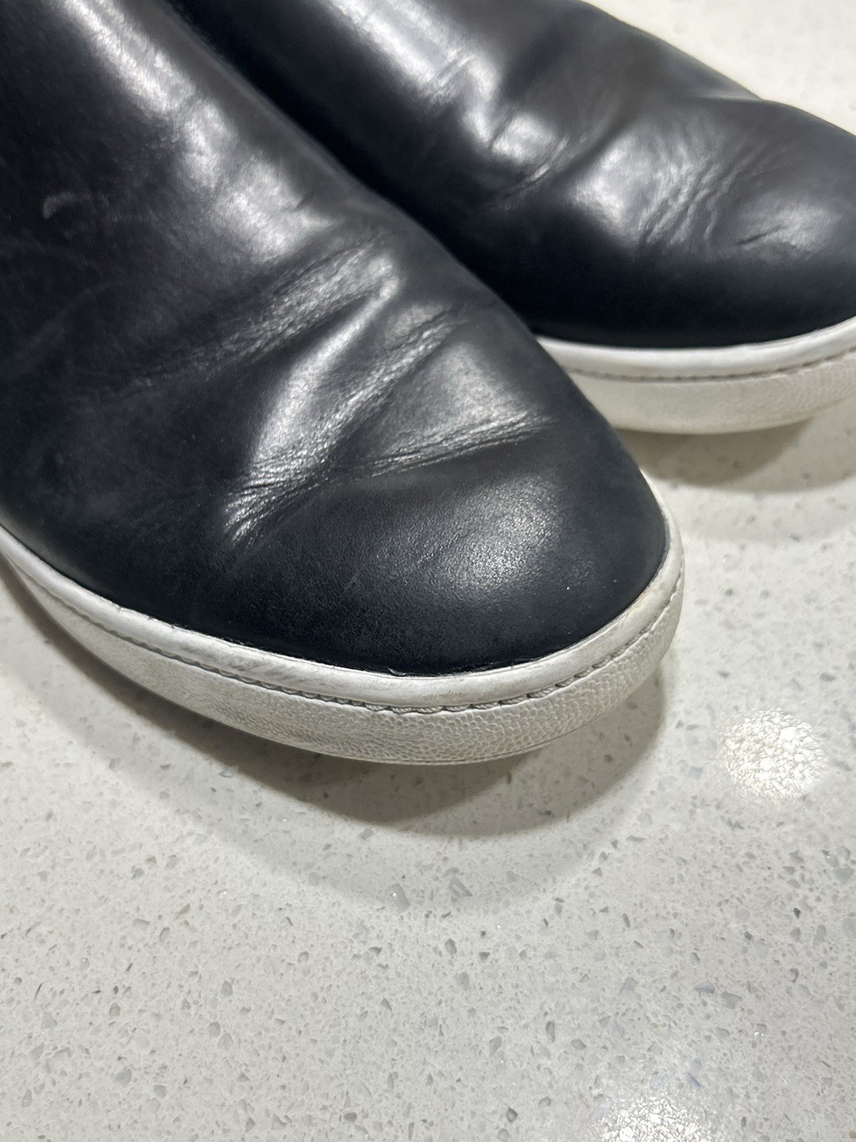 Vince Leather Slip-OnShoes – Black – Size Not Marked