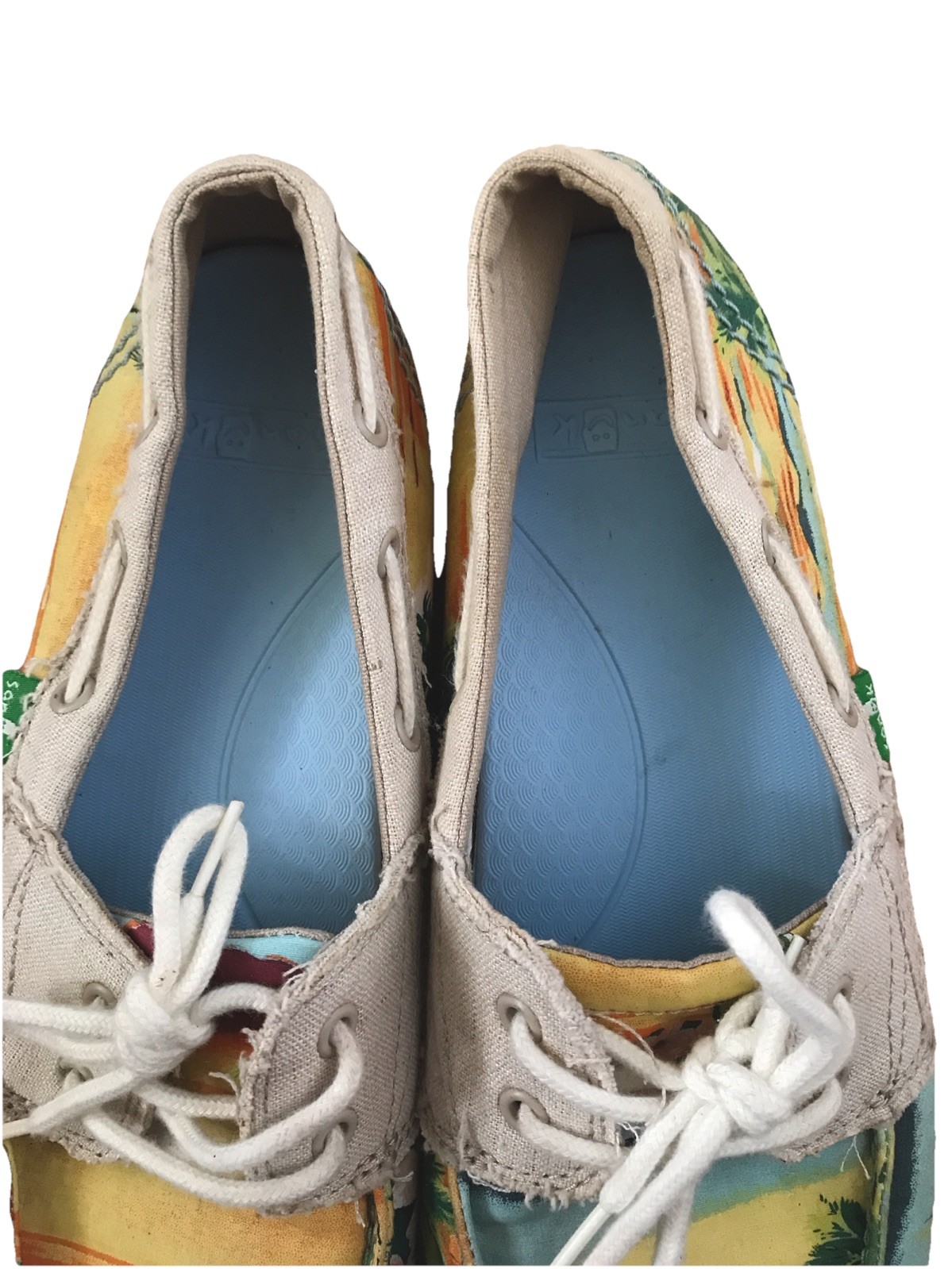 SANUK Canvas Tropical Beach Floral Multicolor Slip On Boat Loafer Shoe Woman 9.5