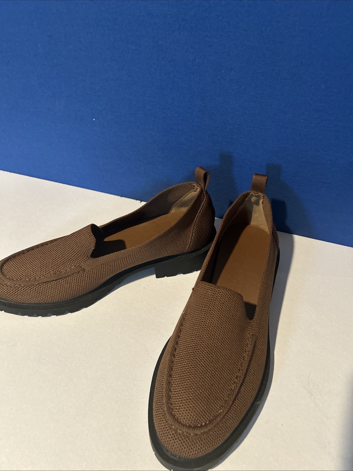 Tahari Vegan Textile Fabric Upper Brown Slip On Loafers Size 7.5-Business/Casual