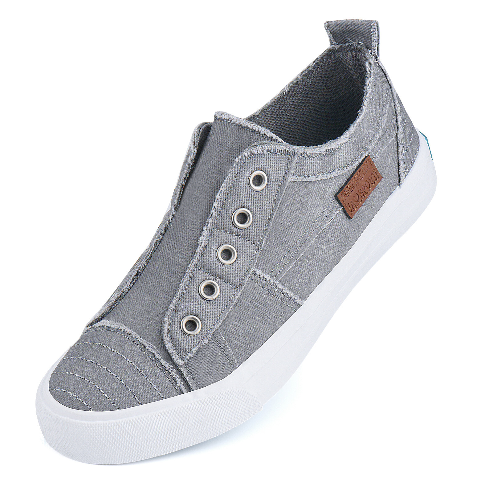 Womens Slip On Fashion Sneakers No Laces Casual Canvas Flats Tennis Walking Shoe