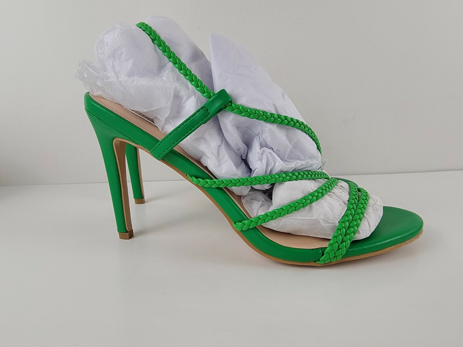 Olivia Miller Women’s Runway Heel Strappy Sandal Green Black Sz 7.5 8 10