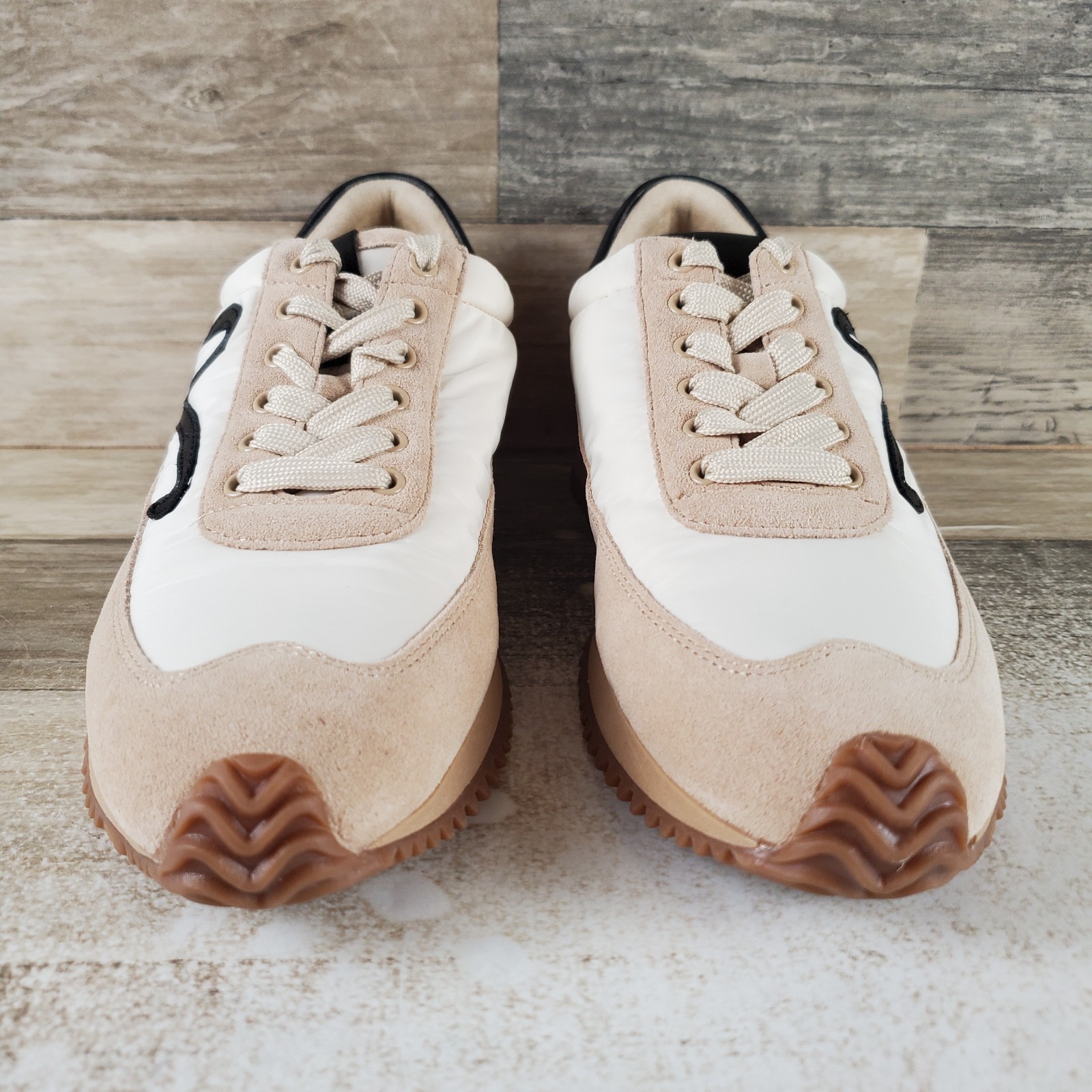 Vaneli Queen Womens Shoes Sz 7.5 N Beige Nival Suede Lace-Up Round Toe Sneakers