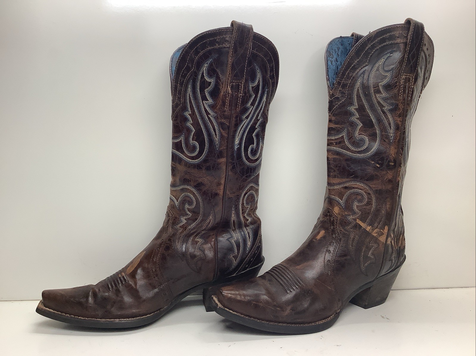 WOMENS ARIAT ATS COWBOY SNIP TOE DARK BROWN BOOTS SIZE 7 B