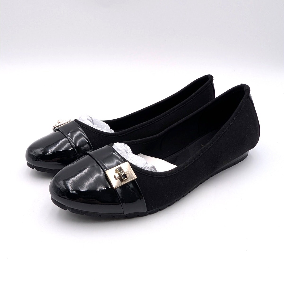 Anne Klein Gyllen Slip-On Flat Shoes Round Toe Women’s Black Size US7.5M EU38