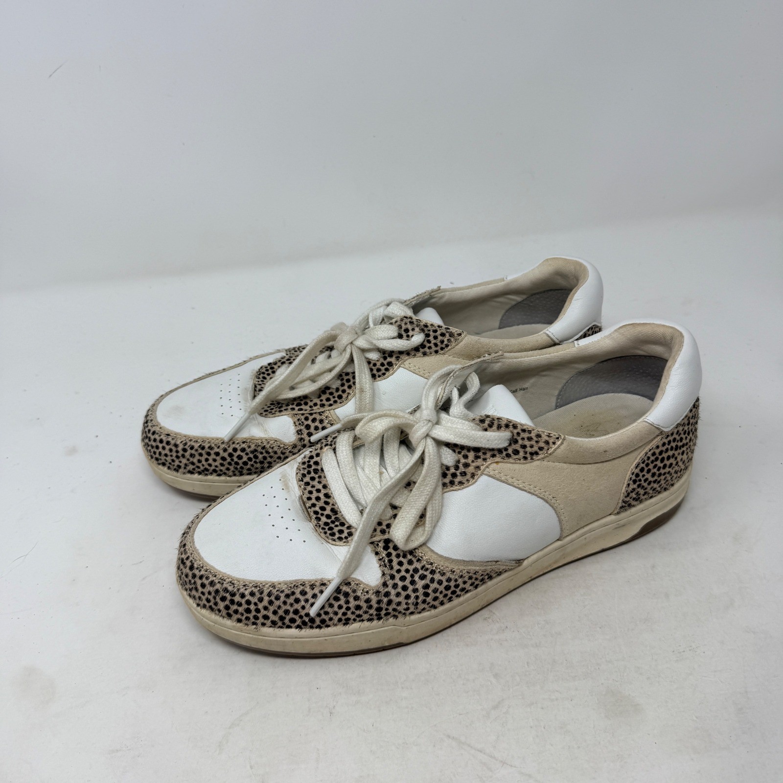 Madewell Court Sneakers 9.5 White Leather Cheetah Real Calf Hair Low Top