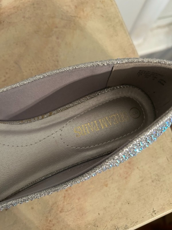 Womens Flat Shoes Ballerina Ballet Flats Round Toe Size 8 Silver Glitter
