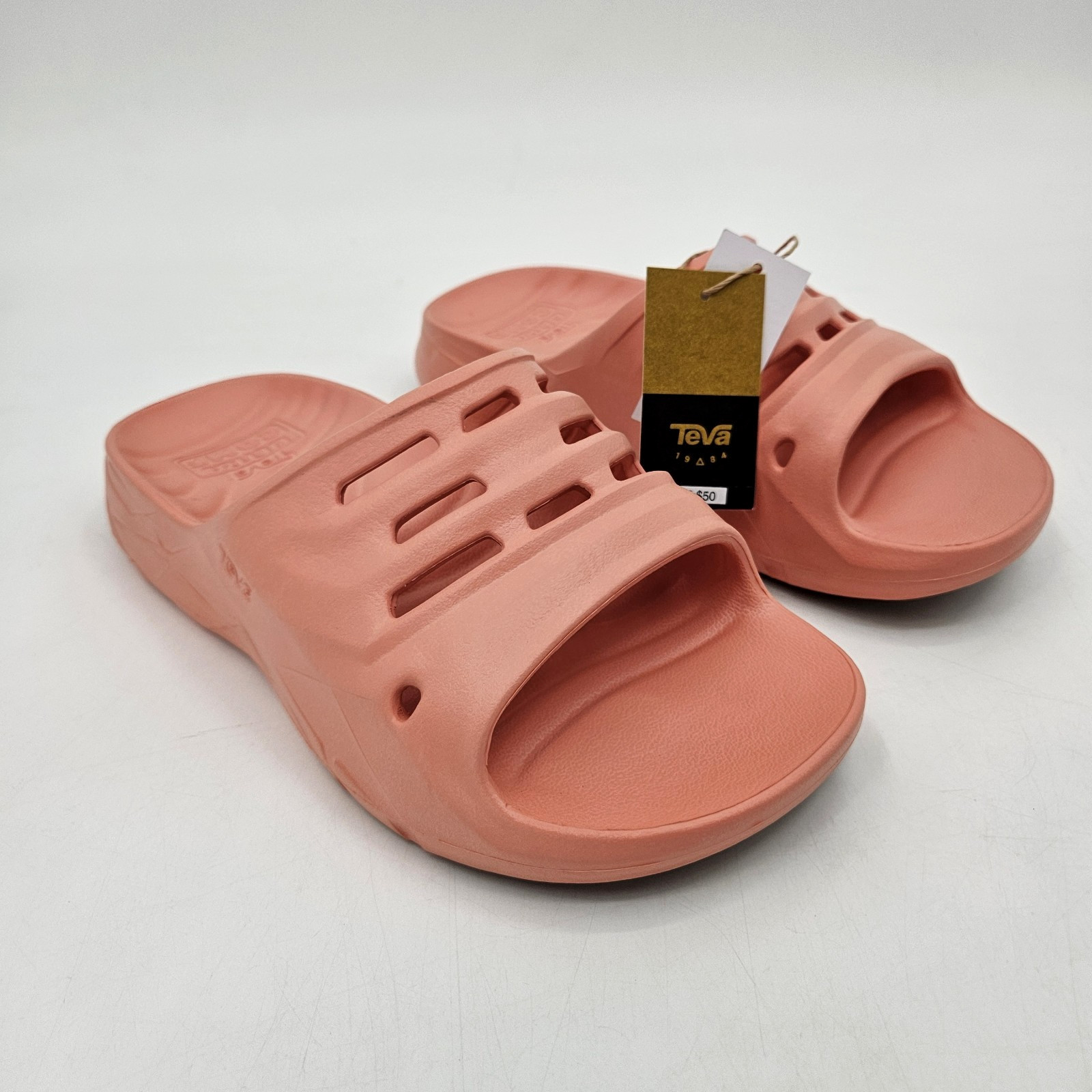 Teva Apretrail Slide Sandals Women’s size 8 Blooming Dahlia Coral 1166790 NEW