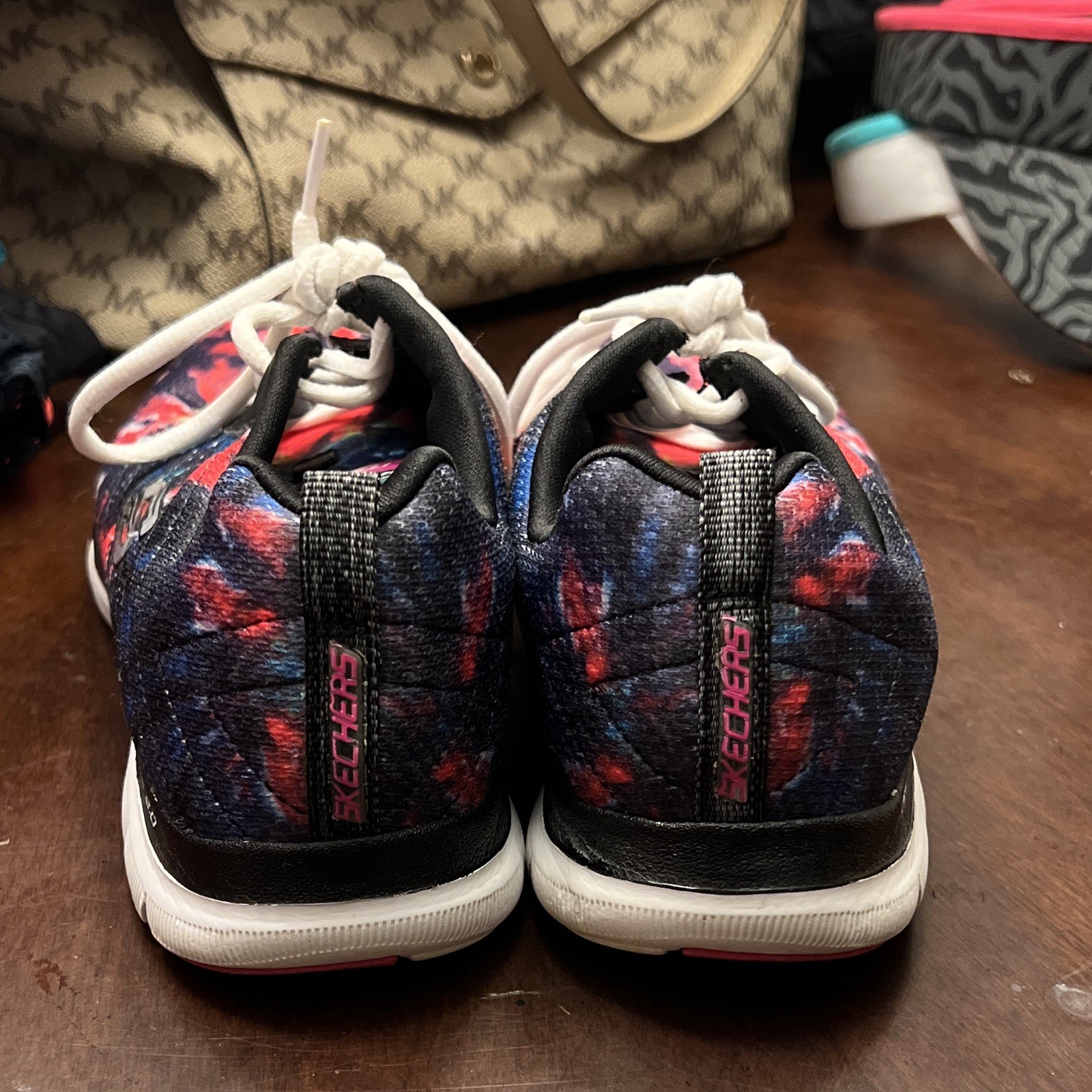 SKECHERS Memory Foam Tie Dye Lace-Up Lightweight Multicolor Low Top Sneakers