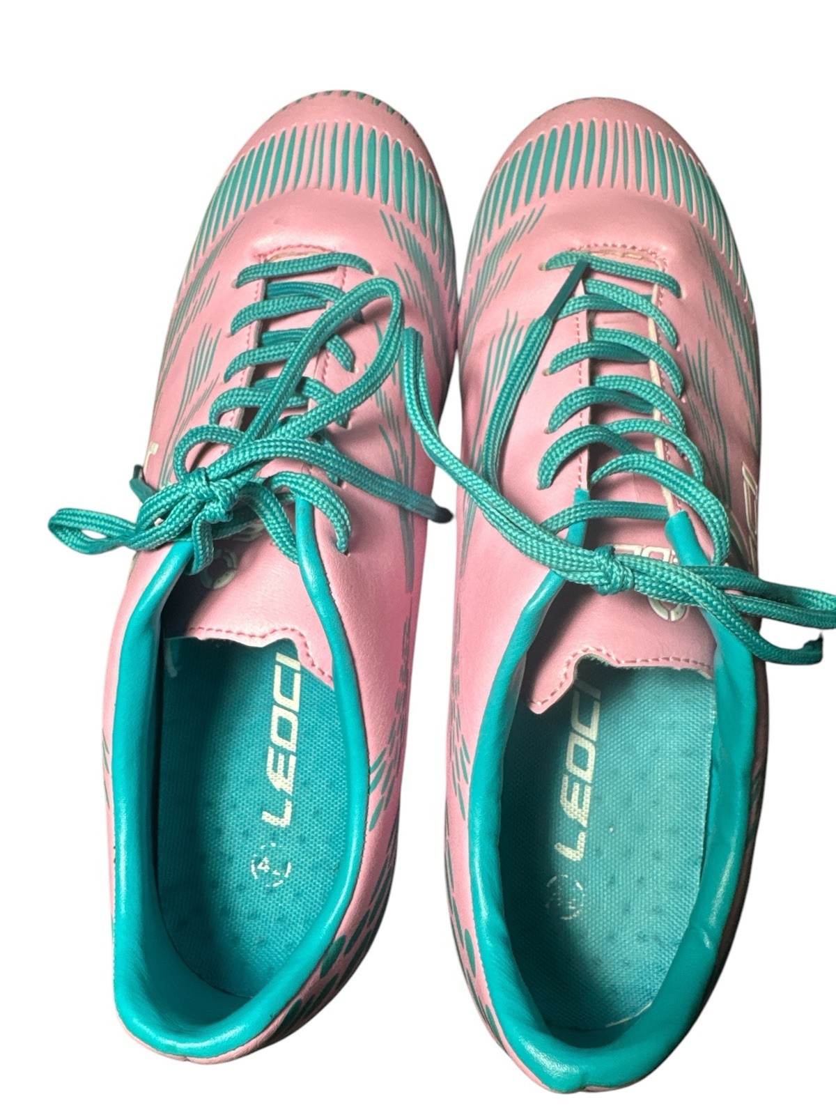 LEOCI Pink Blue Firm Ground Soccer Cleats EU42/Woman’s Size 10/ Men’s Size 8.5