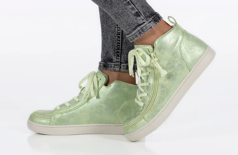 NEW Billy Footwear Women Sneaker Mid Top Zip Up Green Adaptive Size 8 W KF27