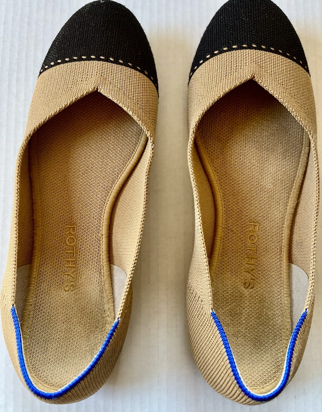Rothy’s Women’s Pointed Toe Knit Slip-On Ballet Flats Cap Toe Colorblock 10.5
