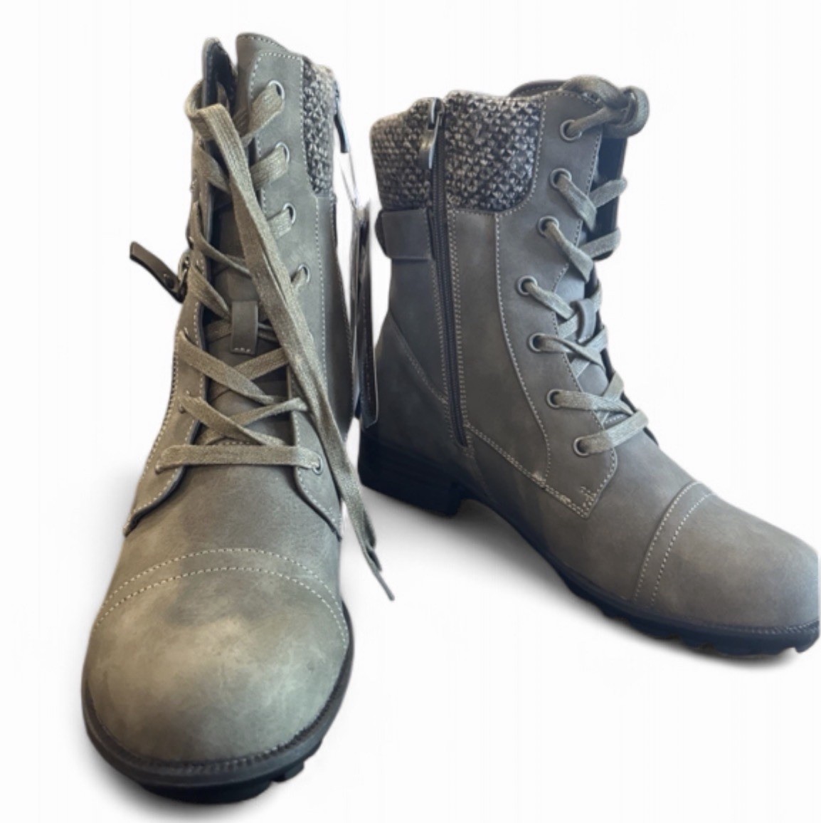 Wanderlust Womens Combat Boots Size US Size 9 Gray Waterproof Lace Up Vegan