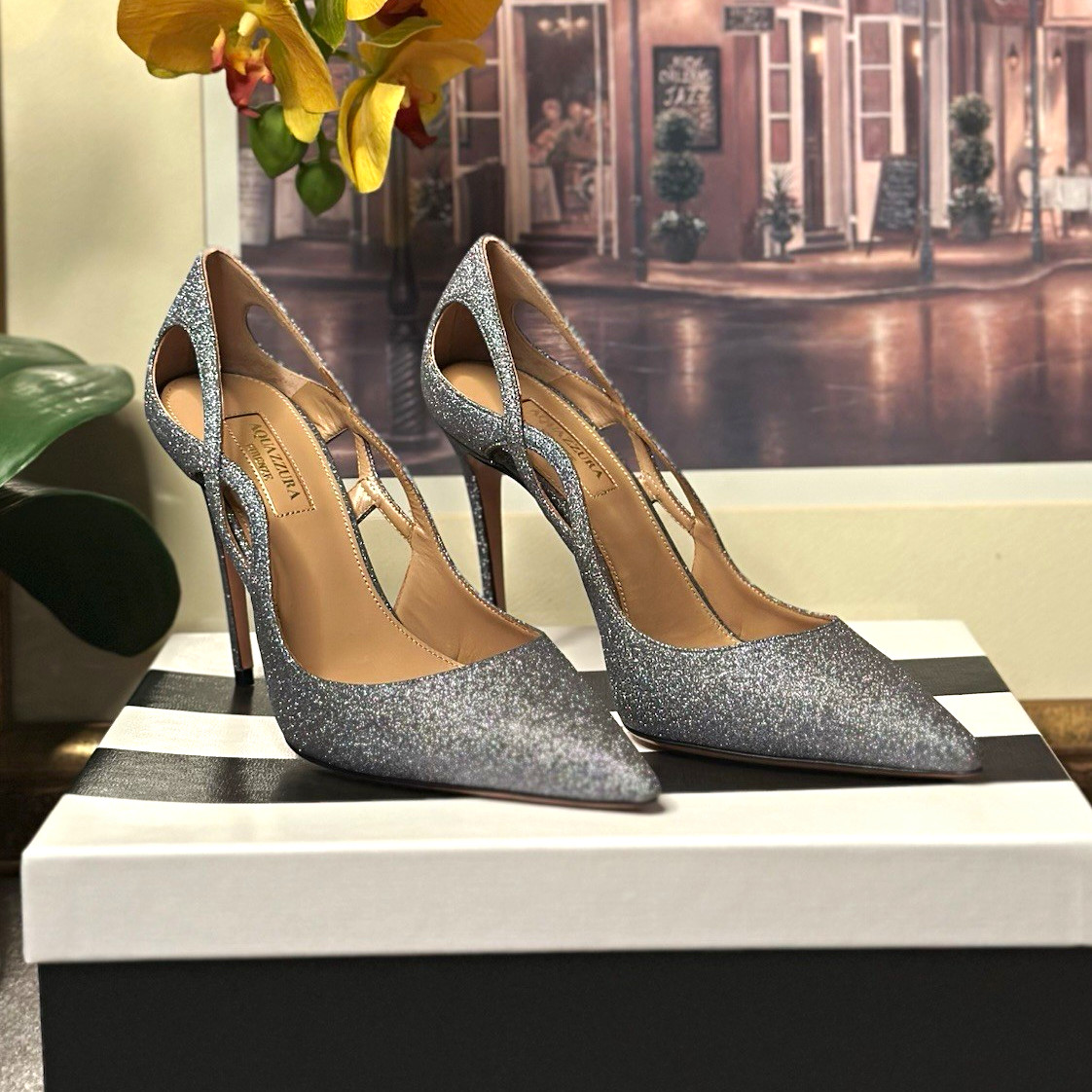 Aquazzura Gray Forever Pump 105/Forever Marilyn pump Women’s Size US 7.5 EU 37.5