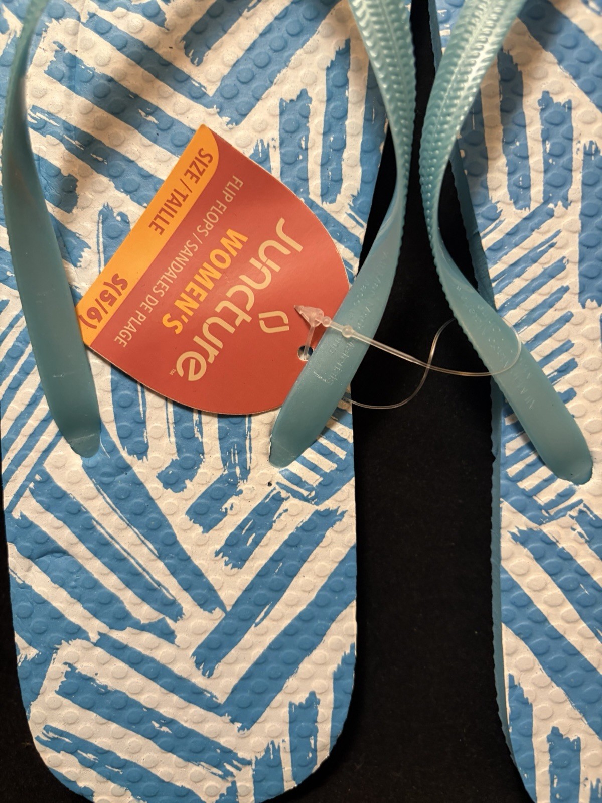 WOMENS JUNCTURE FLIP FLOP RUBBER BEACH SANDALS SIZE SMALL 5-6 NWT Blue Palm