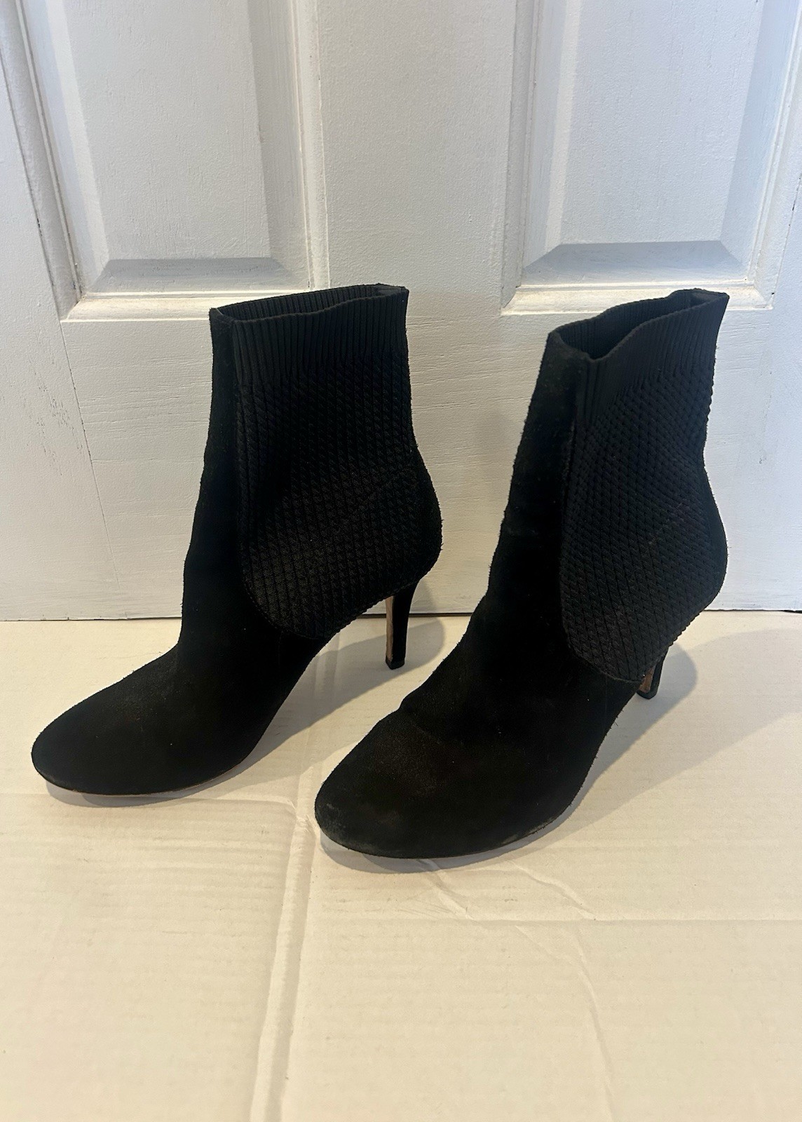 Corso Como Women’s Black Knit Sock Ankle Boots Round Toe Pull On Stretch US 9