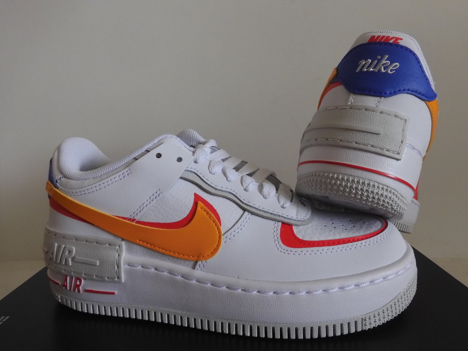 WMNS NIKE AIR FORCE 1 AF1 SHADOW WHITE-RED SZ 6 [DZ1847-100]