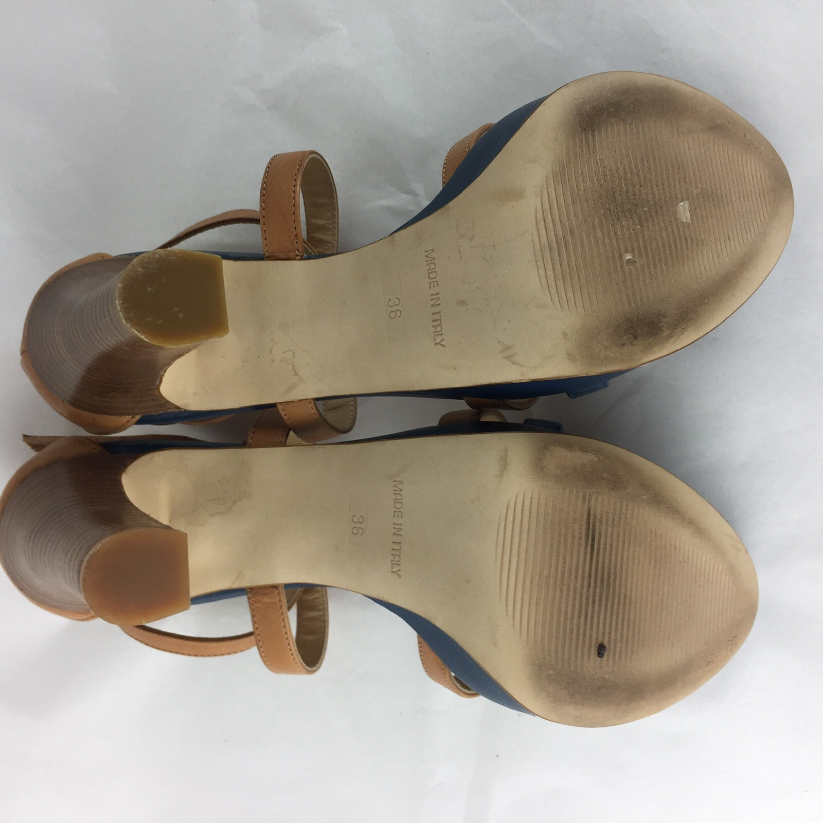 Donna Più Colorblock Ankle Strappy Platform Heel Shoes Sandals Leather 36 US6