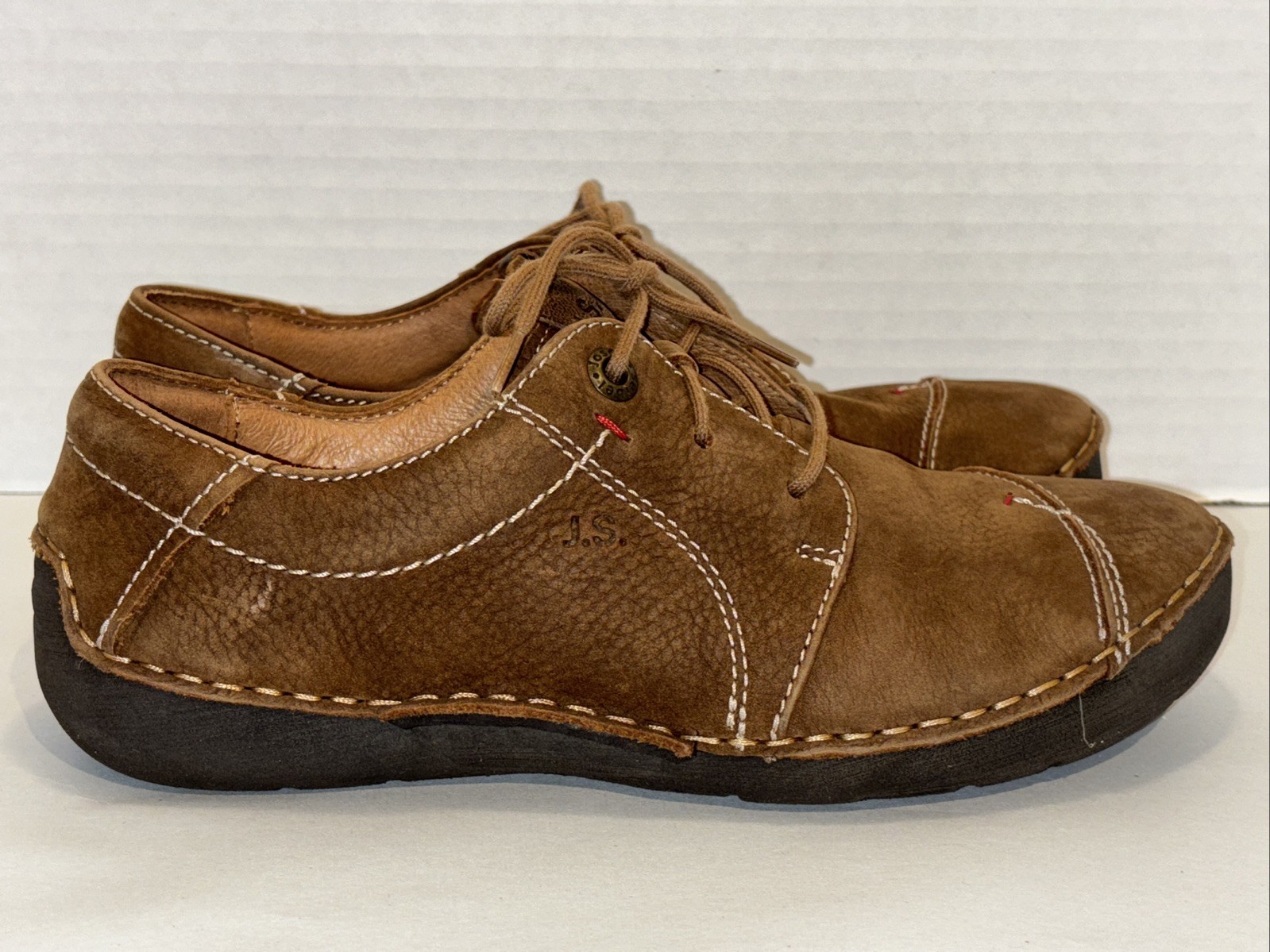 Josef Seibel US 6.5 Tan Loafer Shoes Womens Suede Lace Up Casual Comfort Flats