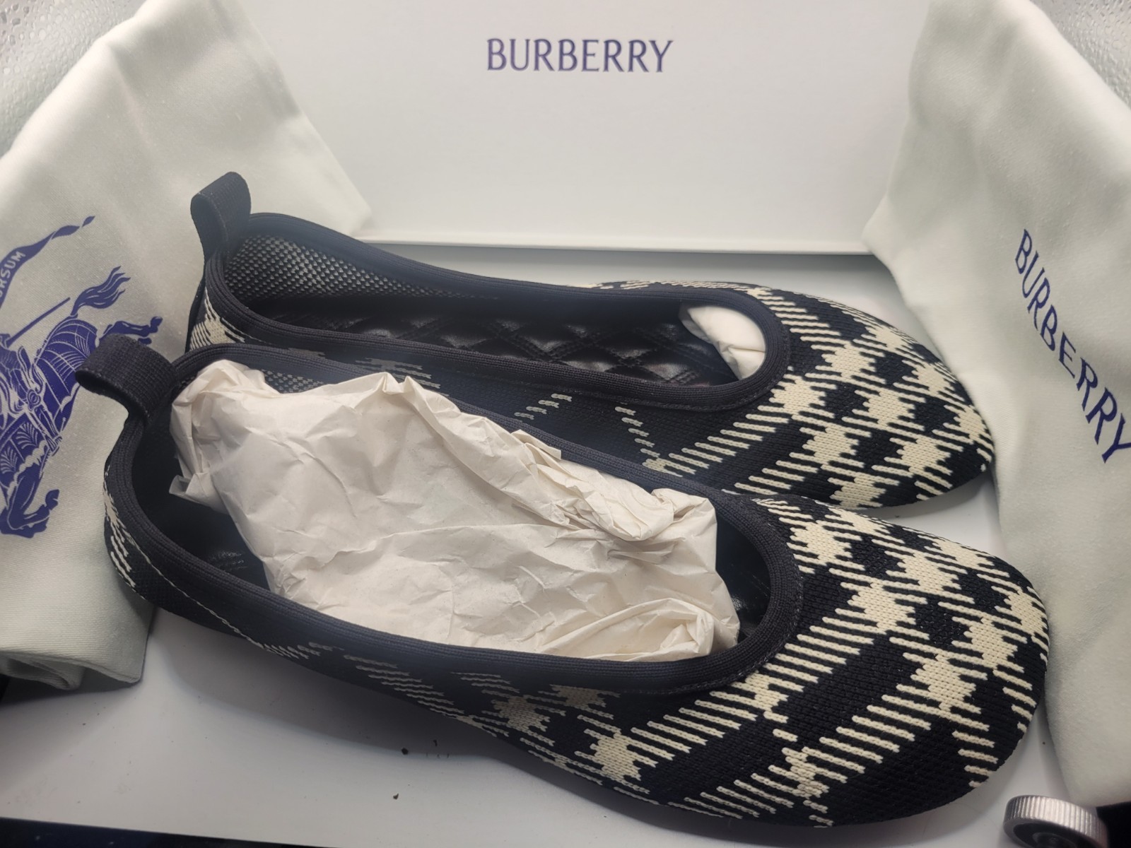 Burberry Check Knit Baby Ballerina Flats Size 39.5 BRAND NEW IN BOX AUTHENTIC