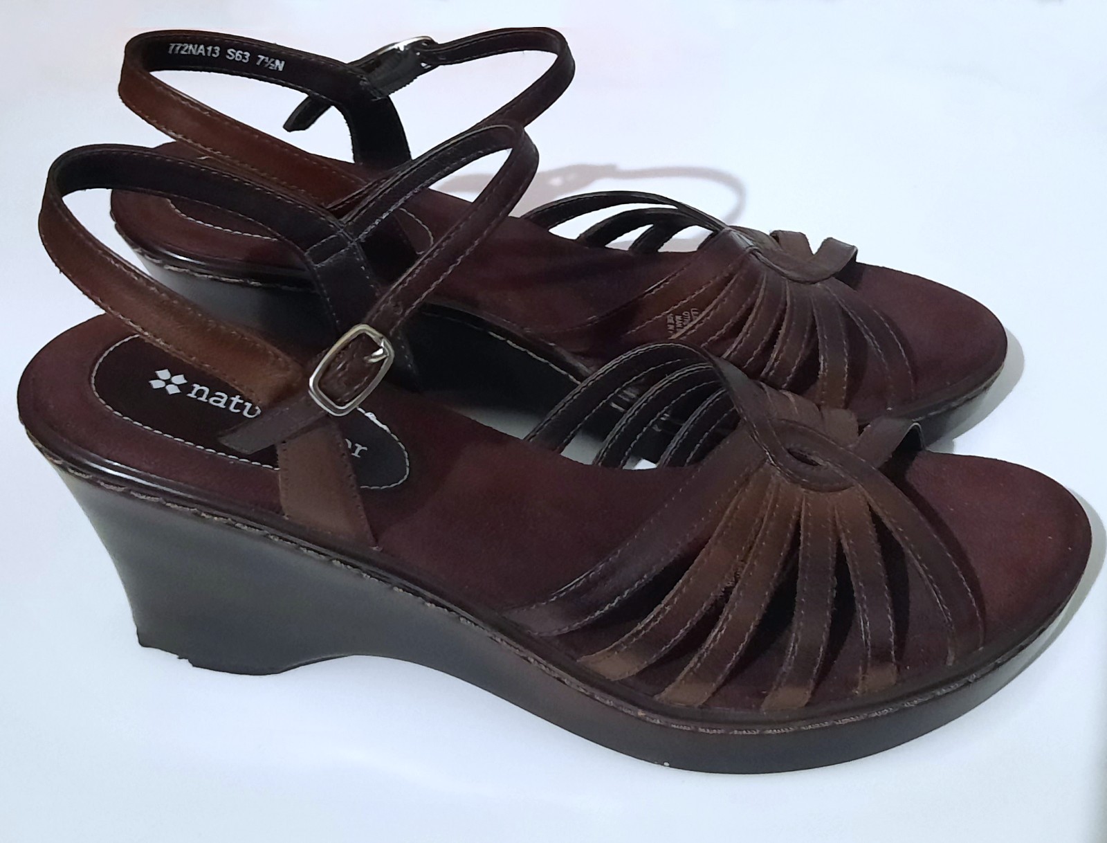 Naturalizer Wedge Heel Sandals Brazil Brown Strap – Women’s 7.5