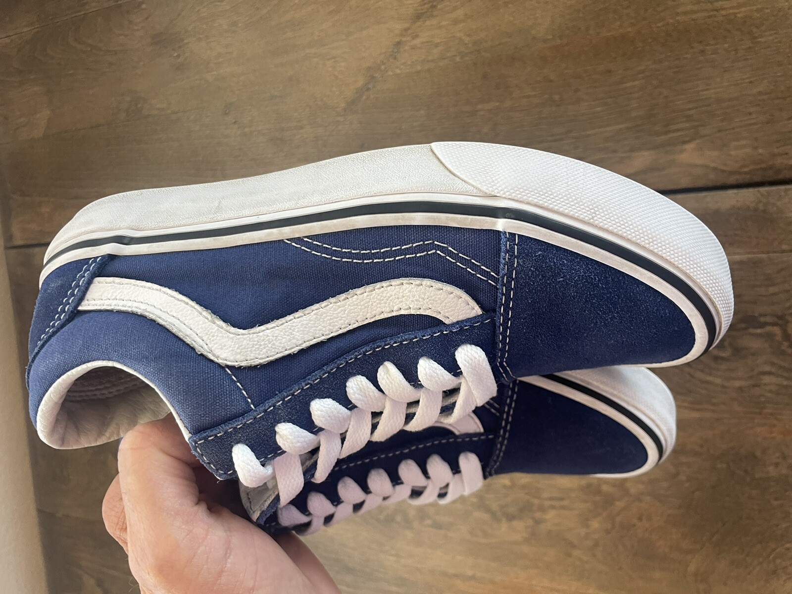VANS Old Skool Suede Low Top Shoes Sneakers Blue White Women’s Size 5 Men 3.5