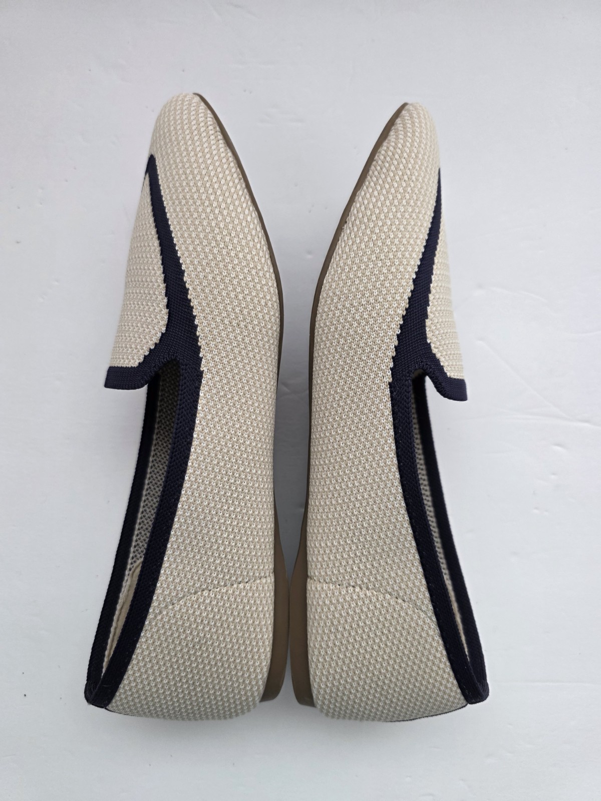 Birdies The Blackbird Eggshell Navy Flats Knit Woven Loafers Slip-ons Size 10
