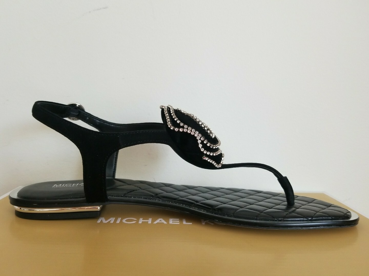 Michael KORS VALENTINA SILVER MK LOGO CRYSTAL FLOWER SANDALS US 10 I LOVE SHOES