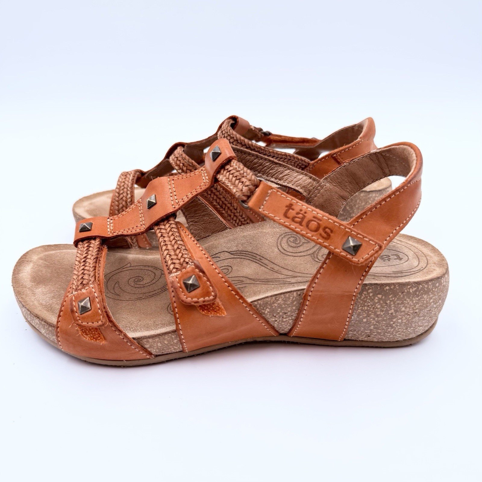 Taos Eleanor Burnt Orange Sandals Women EU 36 US 5 1/2 Hook & Loop