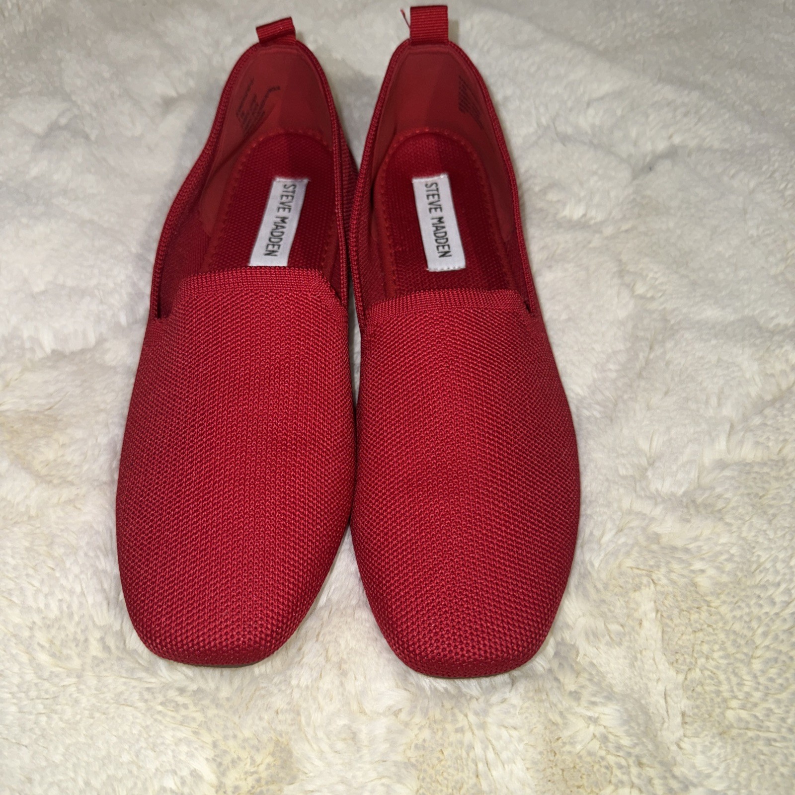 Steve Madden Sabin Loafers Flats Shoes Women’s Size 8M Red Stretch Knit Fabric