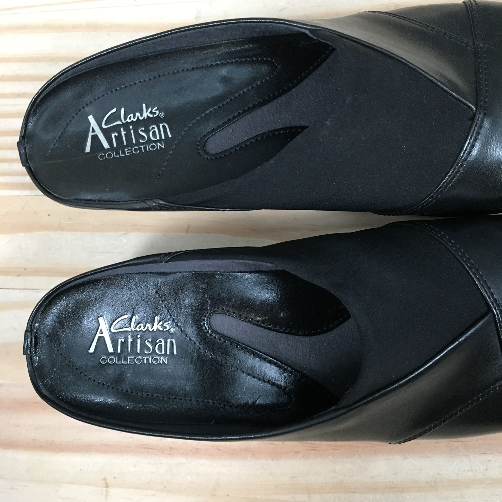 Clarks Artisan Tyler Mule Clog Womens 7.5M Black Leather Comfort Wedge NEW
