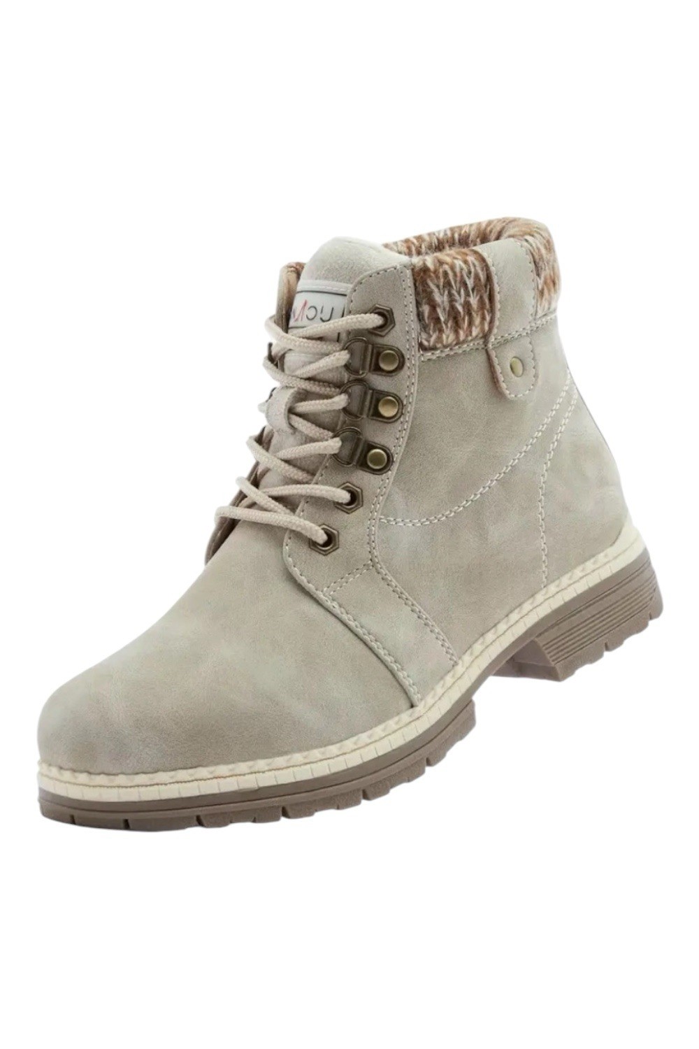 ANJOUFEMME WOMENS CASUAL WINTER HIKING SNOW ANKLE BOOTS SZ 8 BEIGE FASHION