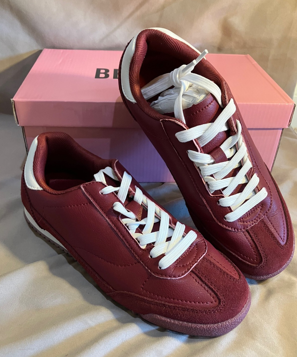 Berness Landon Burgundy Retro Sneakers New In Box Casual Shoes Size 7