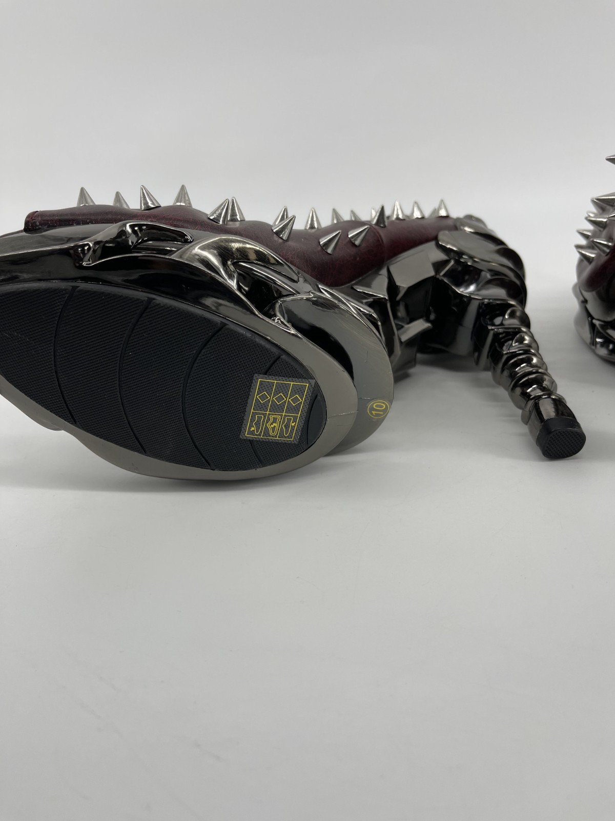 Hades Shoes – Talon – Burgundy Spiked 5″ Heel – Size 10
