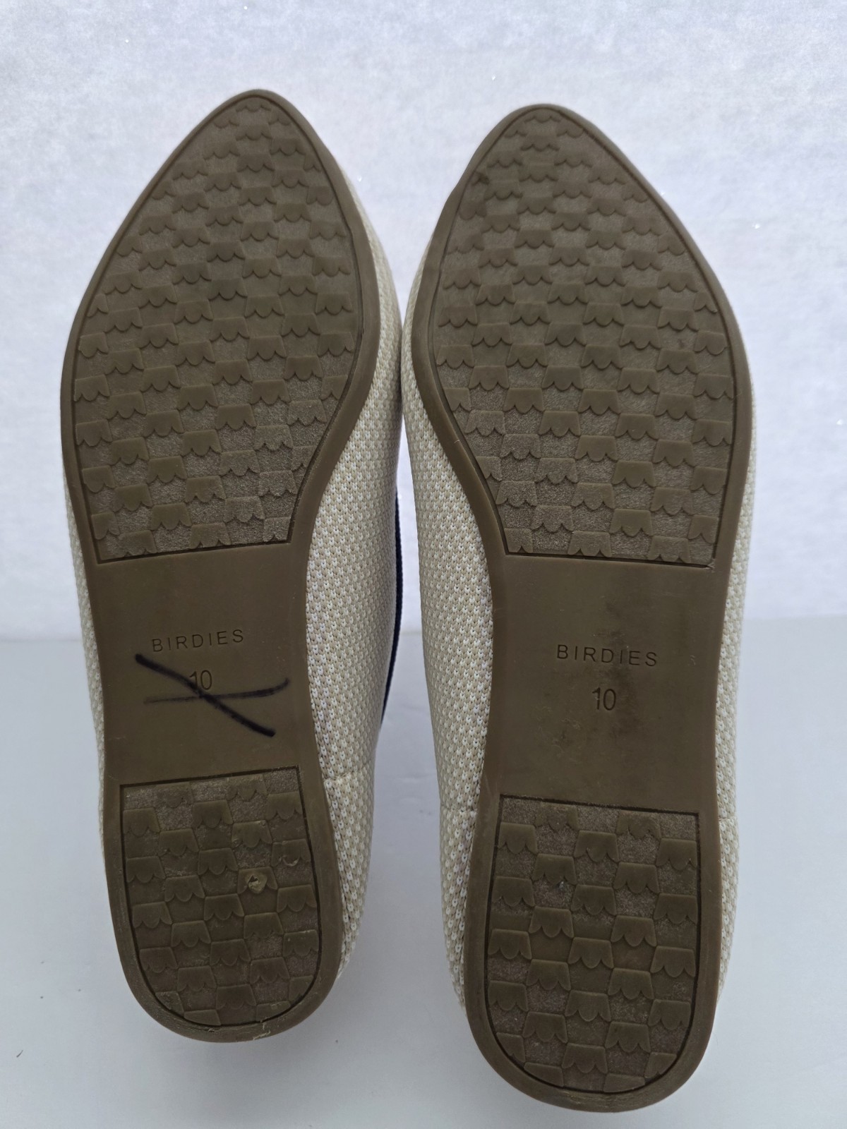 Birdies The Blackbird Eggshell Navy Flats Knit Woven Loafers Slip-ons Size 10