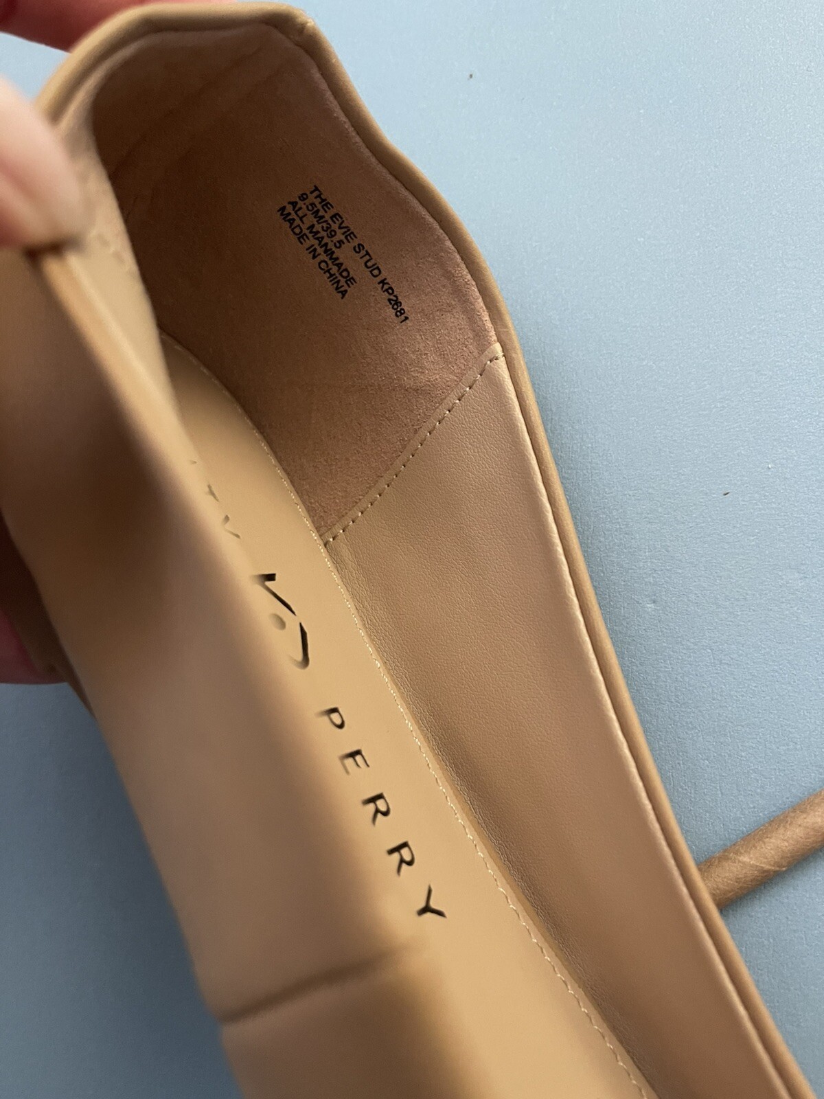 Katy Perry Womens THE EVIE STUD Nude Beige Ballet Flats 9 9.5 Medium (B,M)