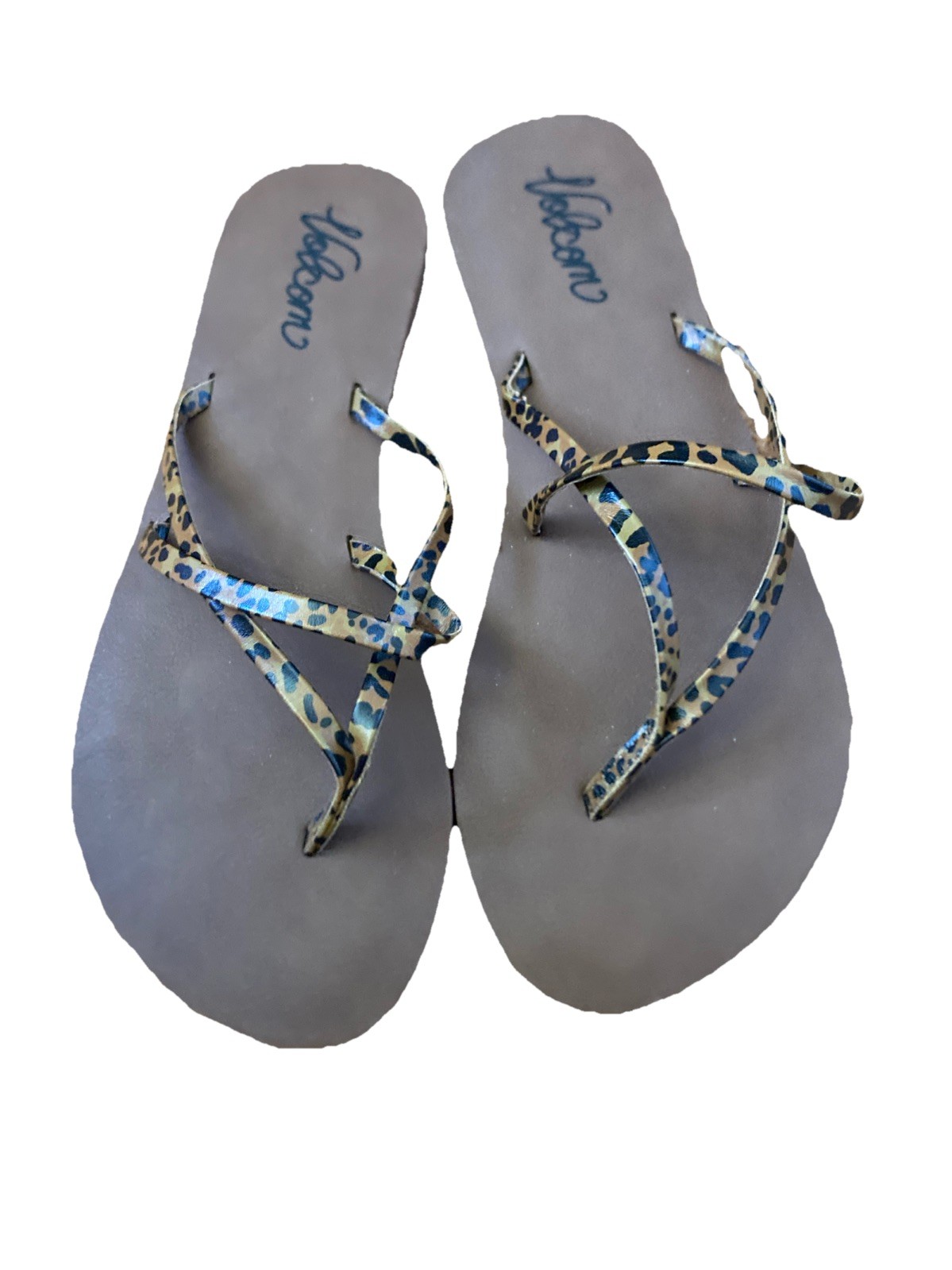 Volcom Leopard Printed Straps Slippers Sandals Flip Flops US Size 8 *See Descr*