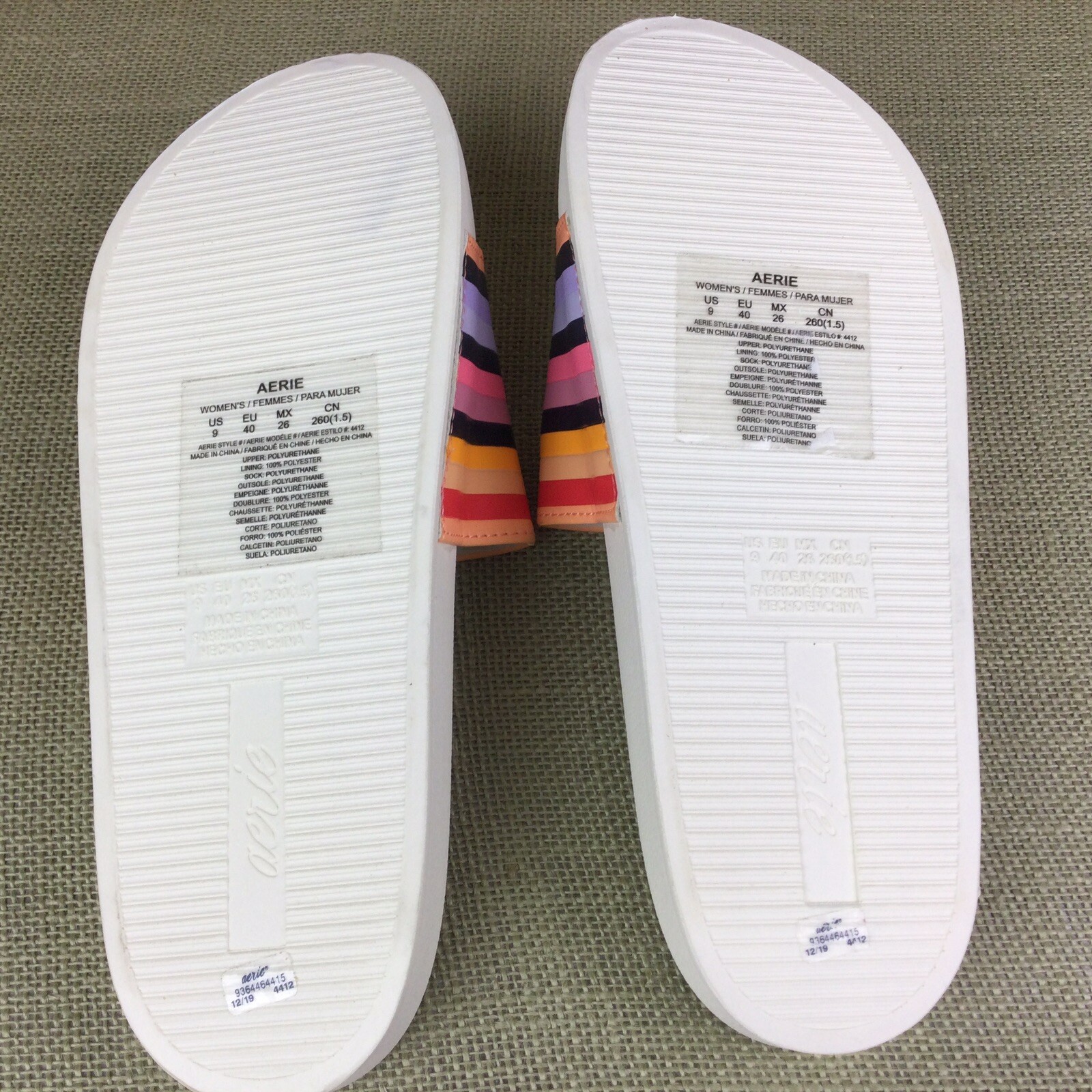 Aerie Slip On Women’s Sandals Striped Colorful Slides Flats Size 9M New