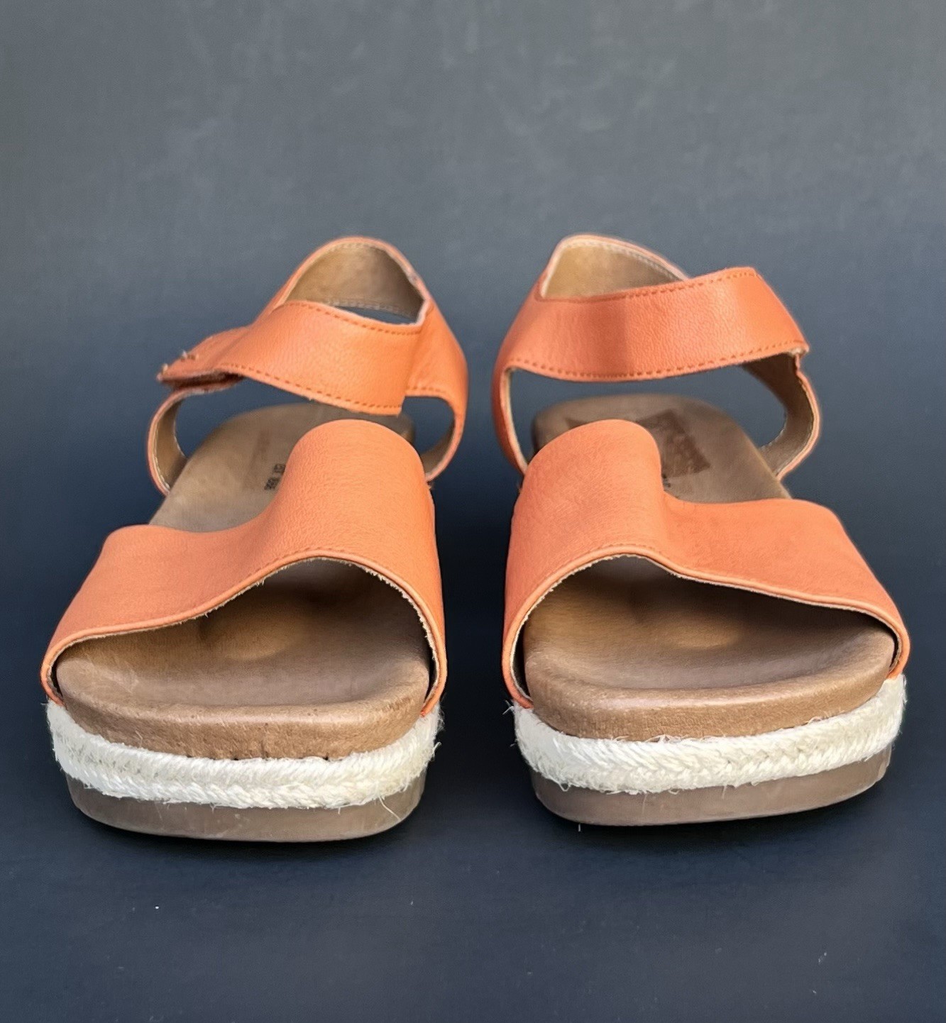Josef Seibel Miranda Spadrile Wedge Leather Sandals Papaya Women’s Size 8 US