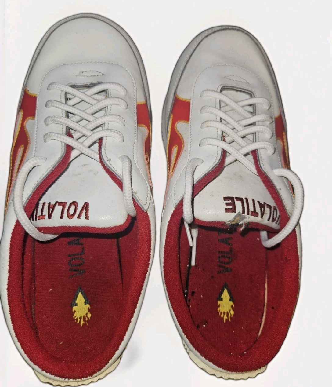 Vintage Y2K Volatile Arson Flame Platform Open Back Sneakers Womens Size 10