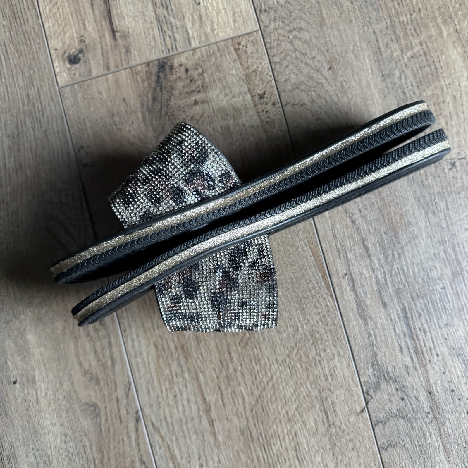 Juicy Couture «Yummy» Sandals~Leopard Blingy Beaded Slides Size 9