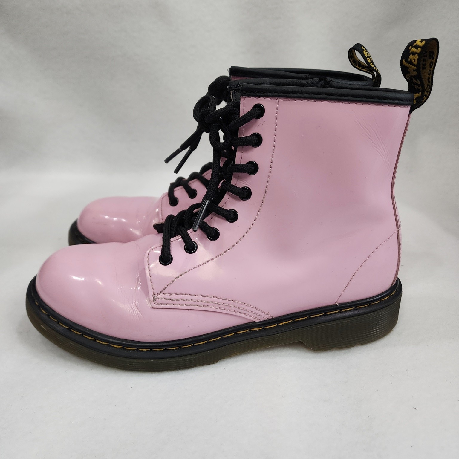 Dr. Martens 1460 Unisex M4/W5 Boots Pink Patent Leather Side Zip Combat Boots