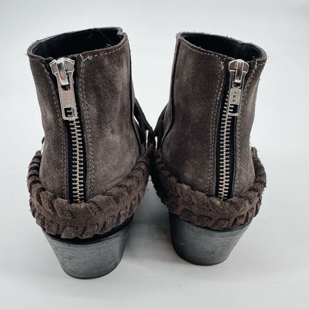 Brusque Suede Western Ankle Boots Brown Braided Strap Women’s 7.5 (EU 38)