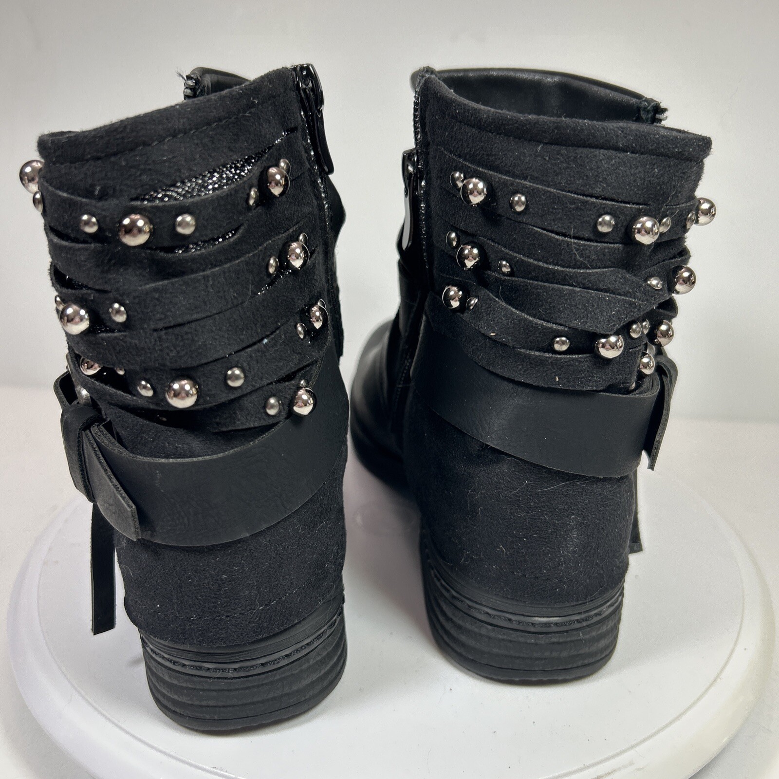 Lala Iaki Black Studded Zipper Ankle Boots