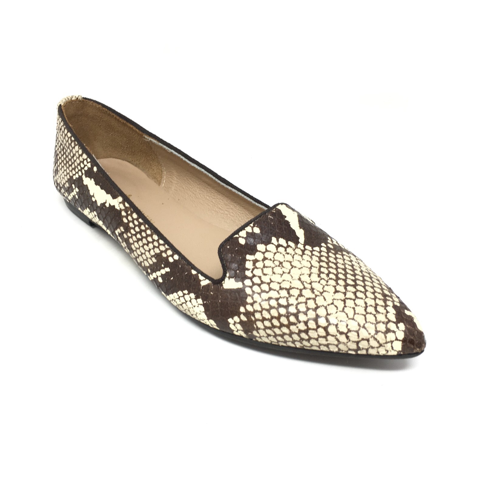 Women’s Mercanti Fiorentini Loafers Flats Shoes Size 7 Beige Brown Snake Print