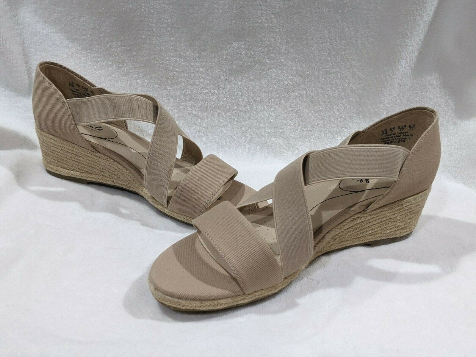 LifeStride Women’s Siesta Stretch Taupe Espadrille Wedges Sandal-Asst Sizes NWOB