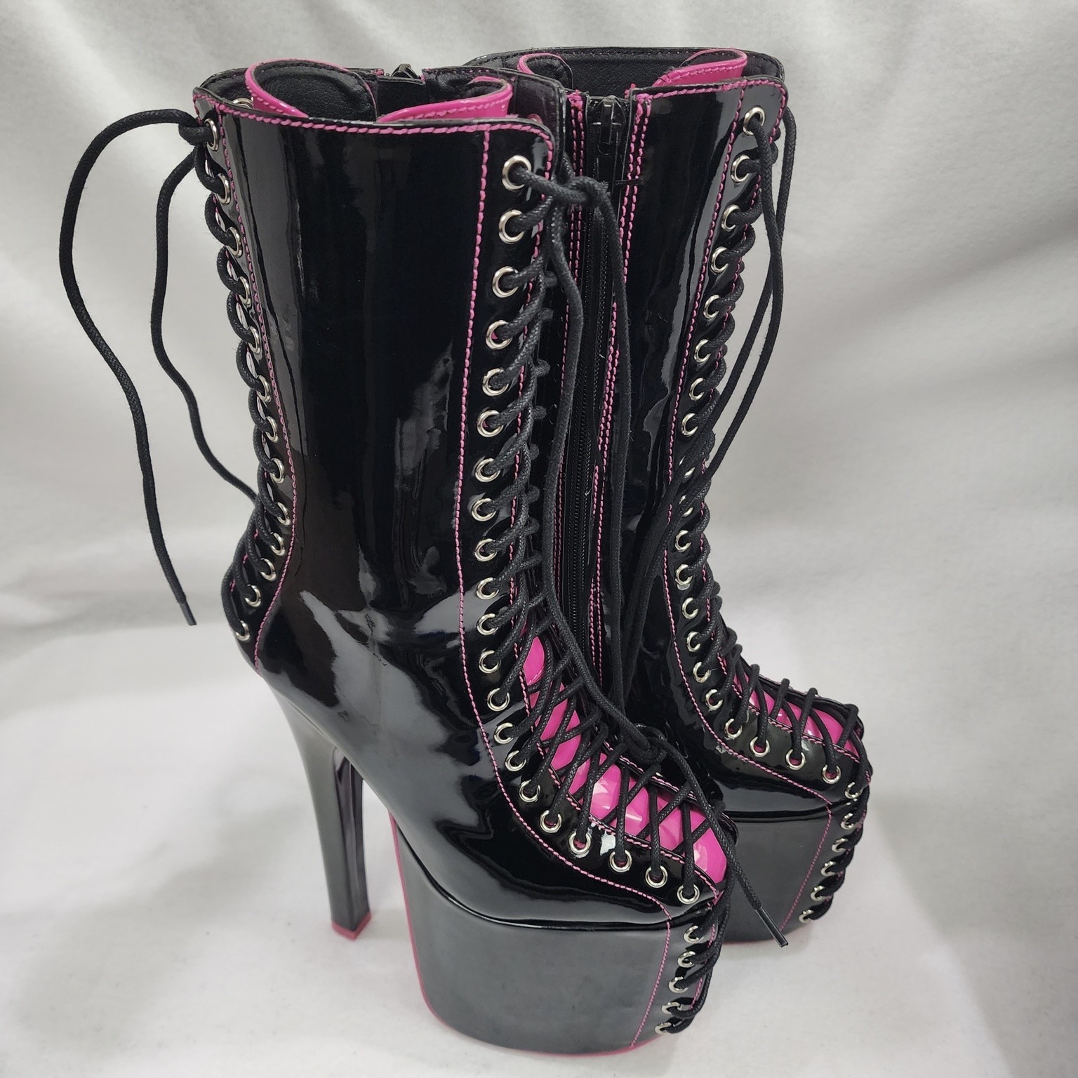 Dolls Kill x Hustler Star Behavior Womens 6 M Platform Black Pink Stiletto Boots