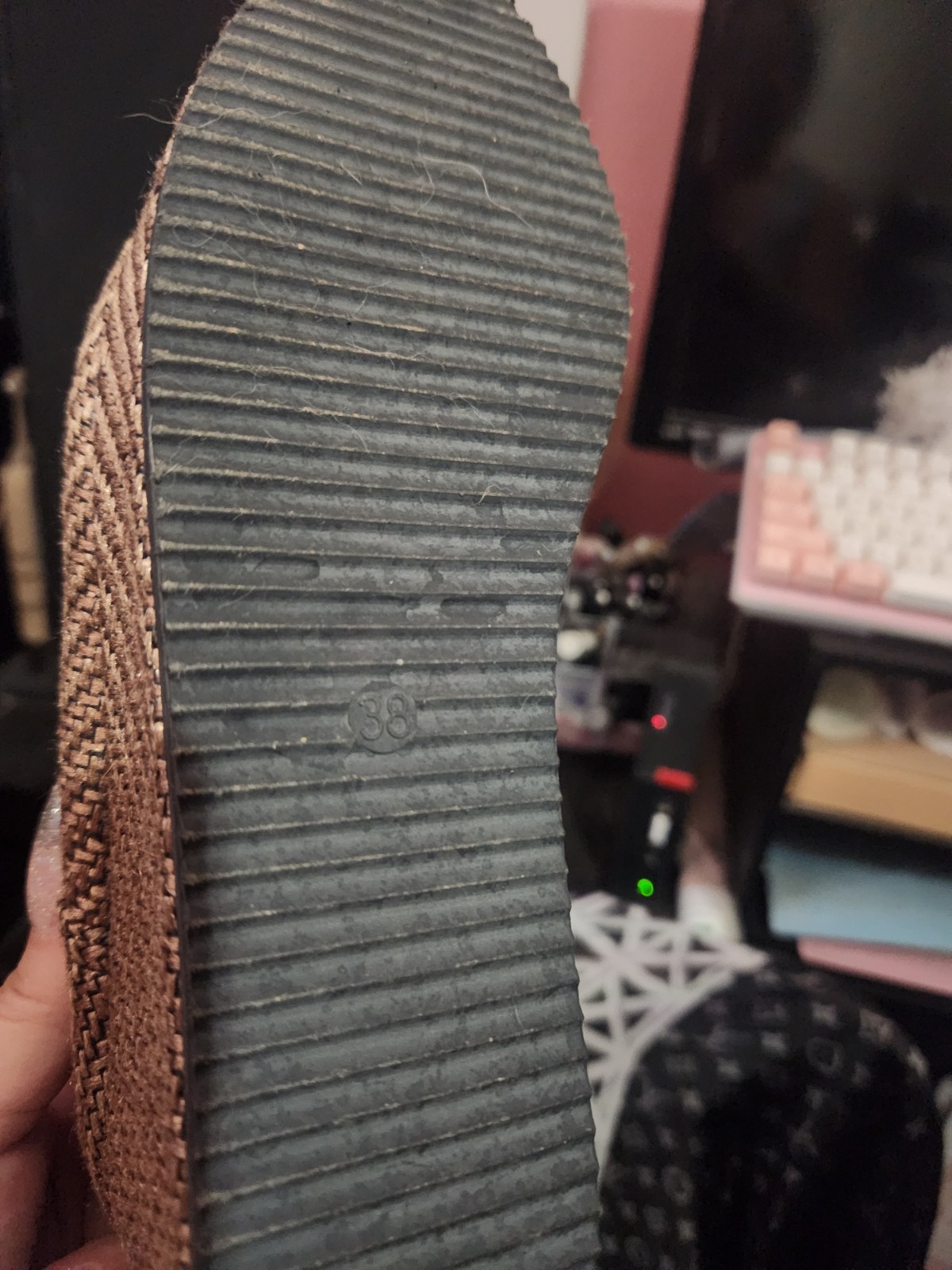 Women’s Brown Woven Chevron Lace-Up Almond Toe Flats Rubber Sole US 6 W