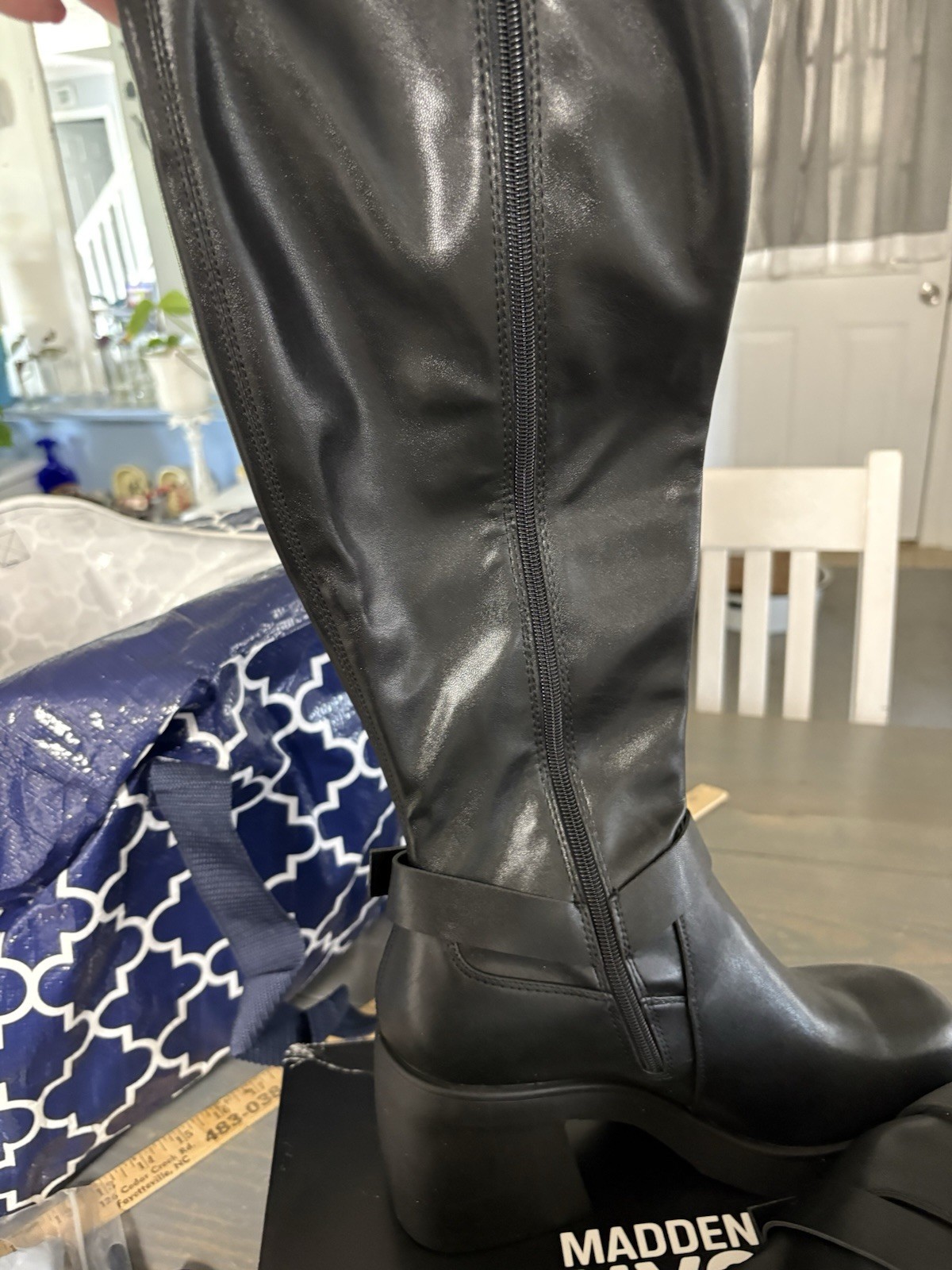 NEW Madden NYC Tall Black Buckle Heeled Boots Womens Size 10
